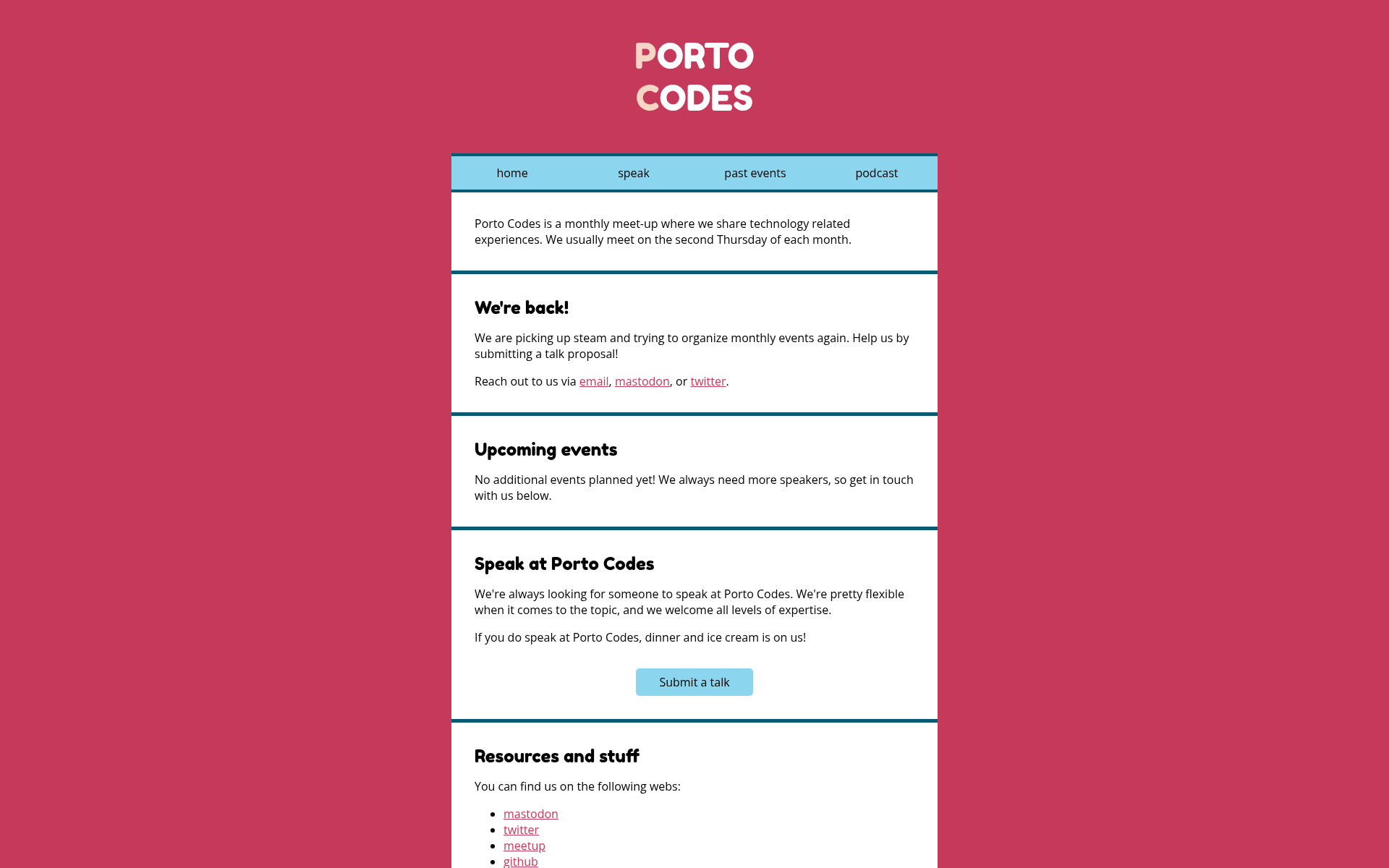 Screenshot of porto.codes