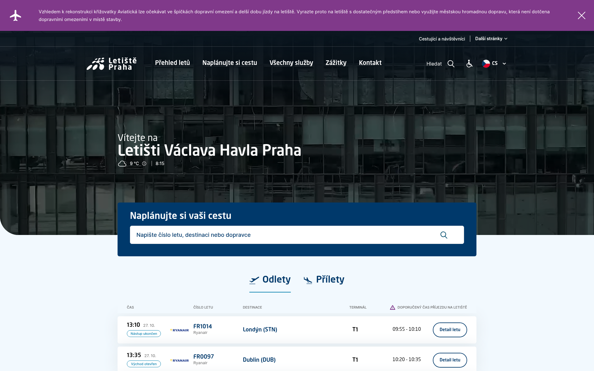 Screenshot of prg.aero