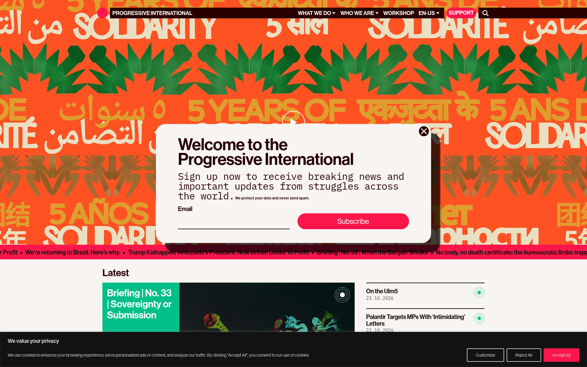 Screenshot of progressive.international