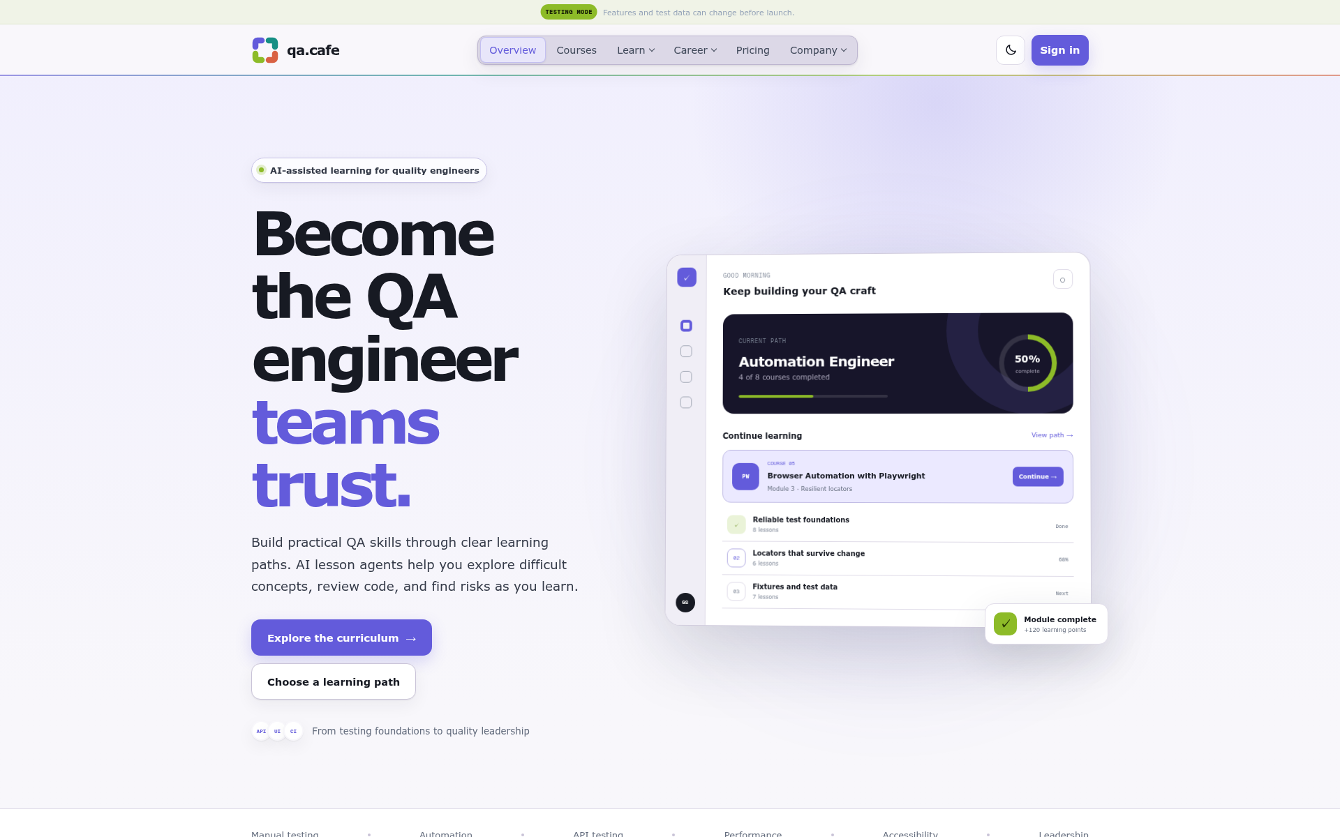 Screenshot of qa.cafe