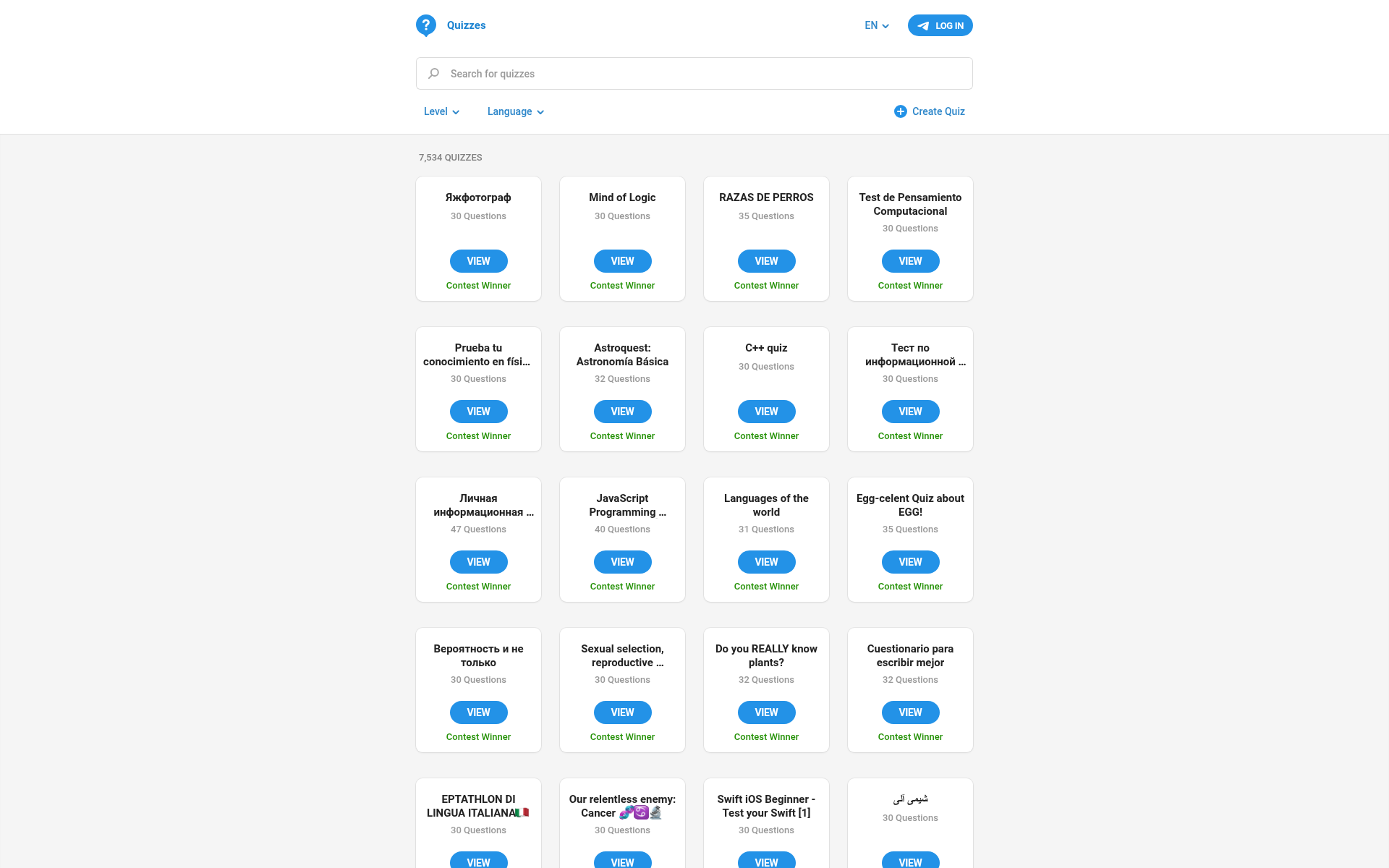 Screenshot of quiz.directory