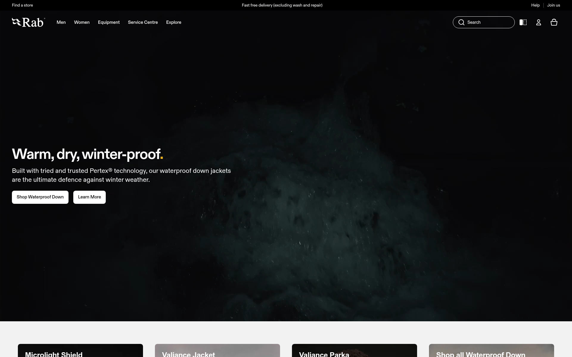 Screenshot of rab.equipment