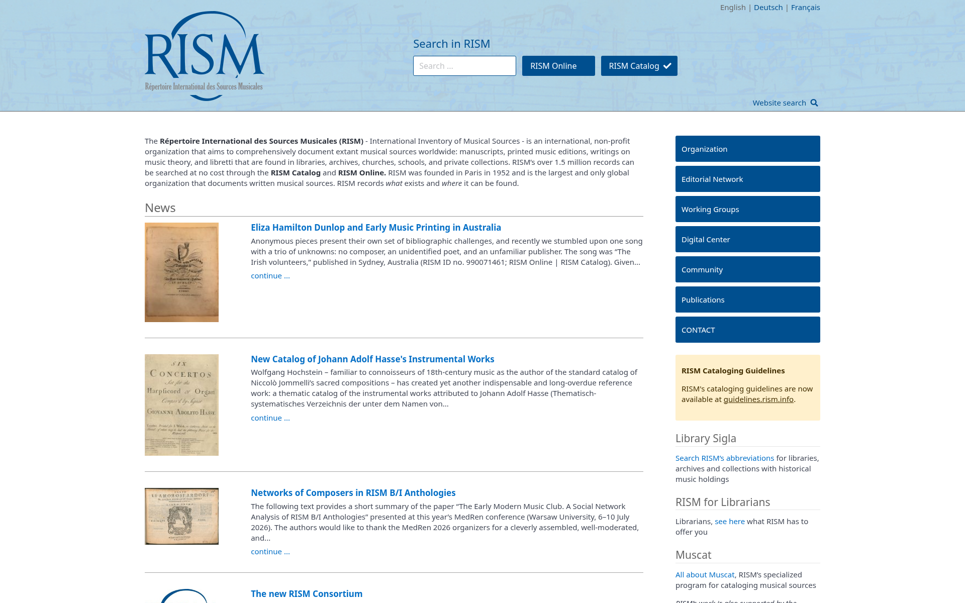 Screenshot of rism.info