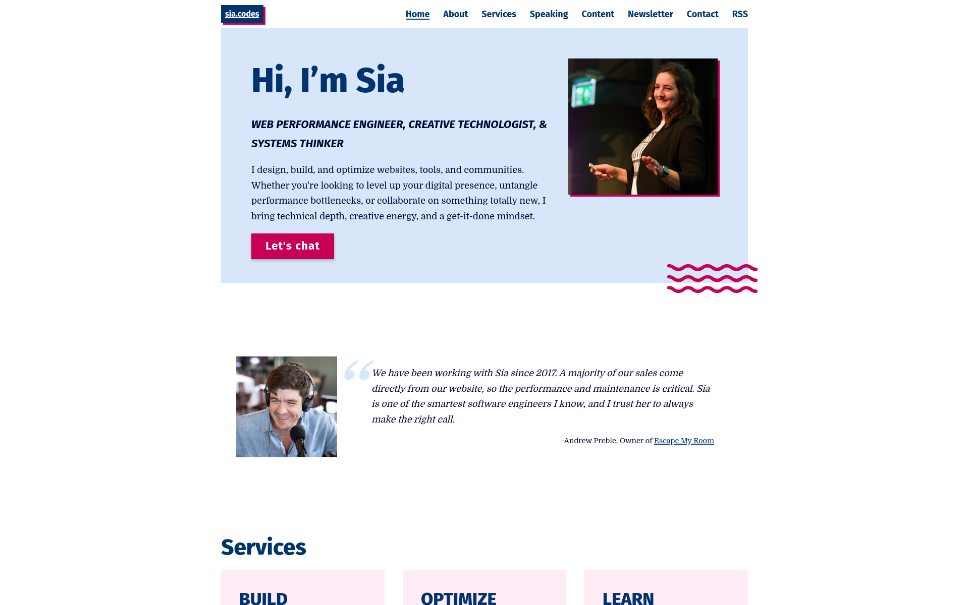 Screenshot of sia.codes