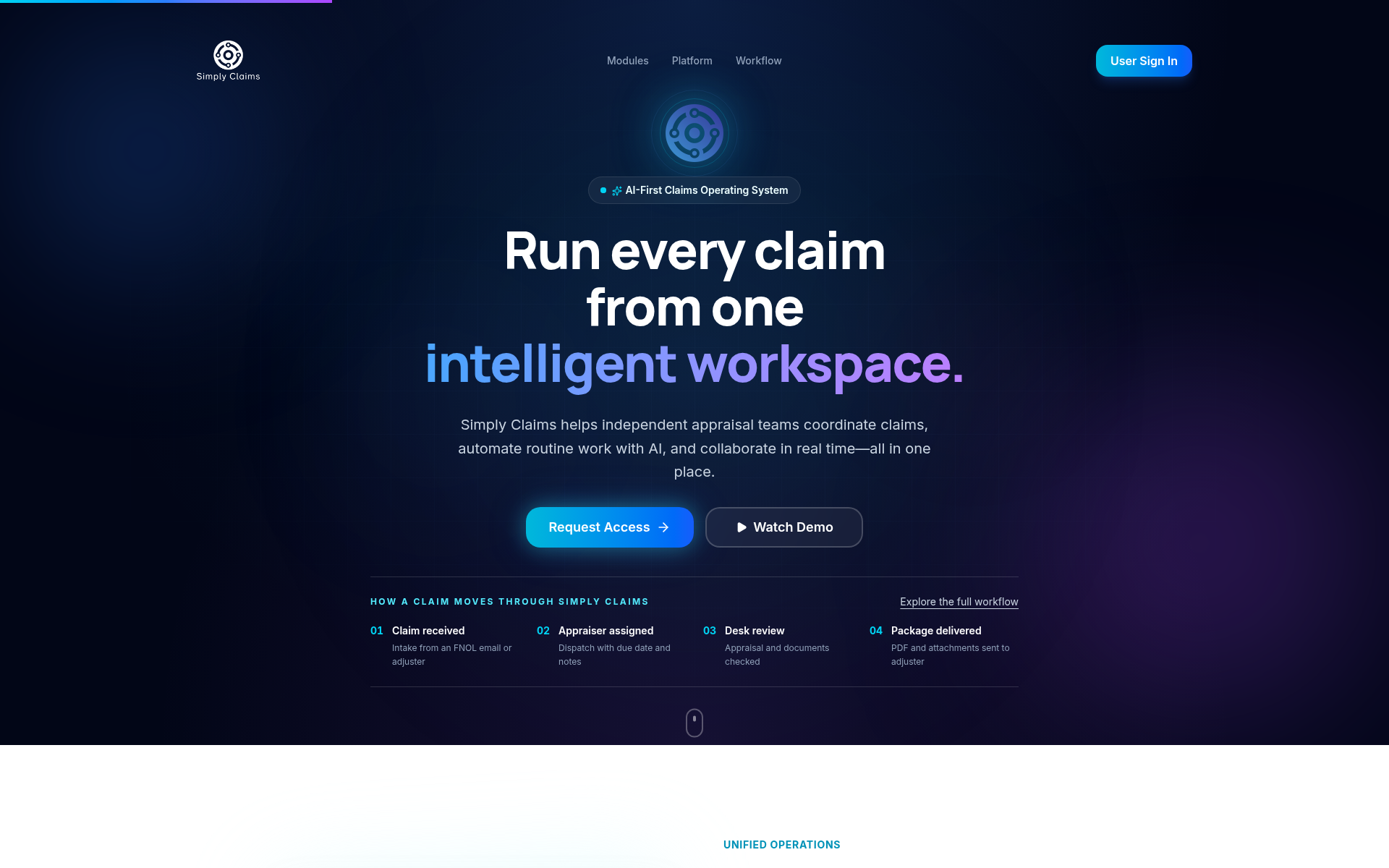 Screenshot of simply.claims