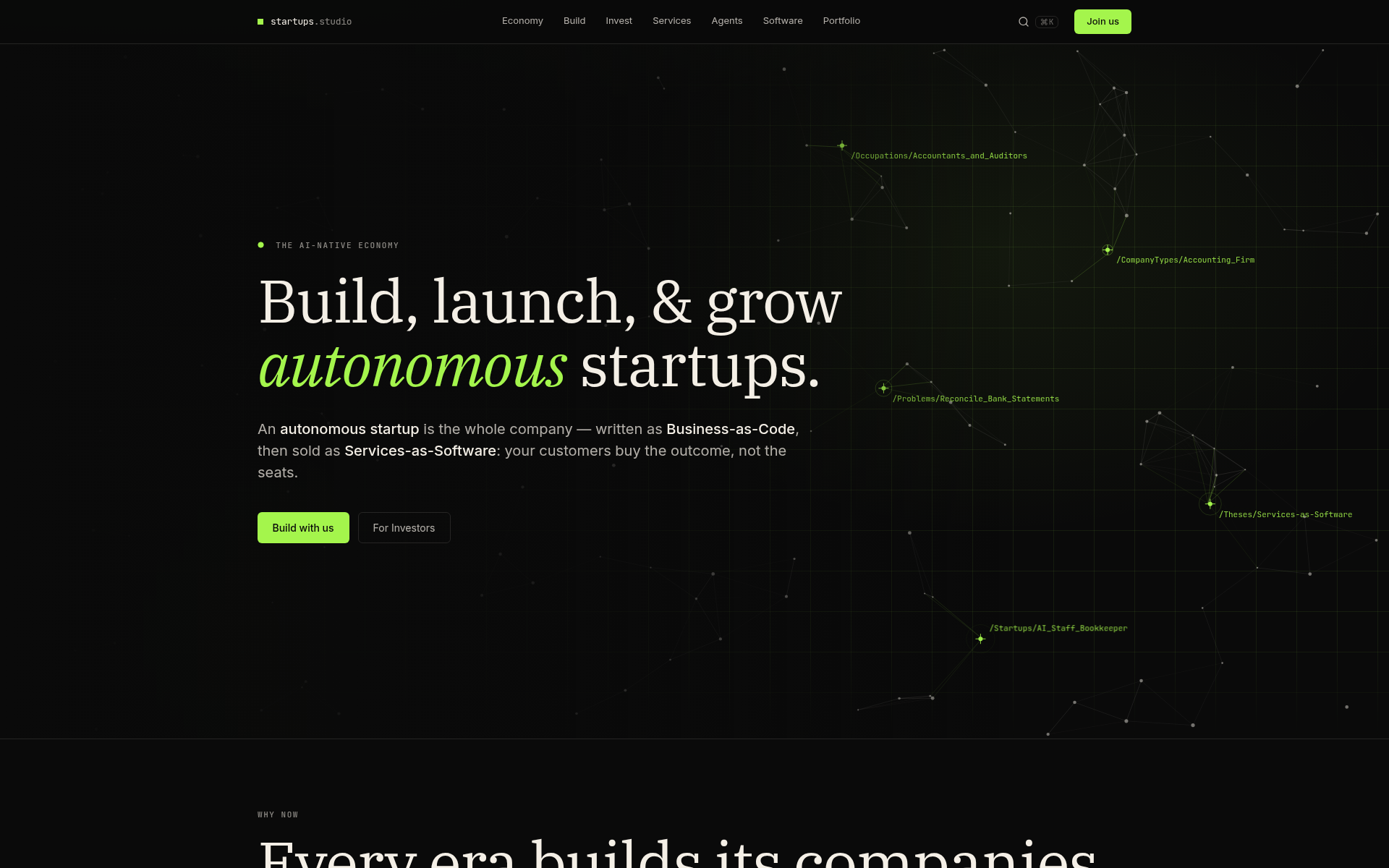 Screenshot of startups.studio