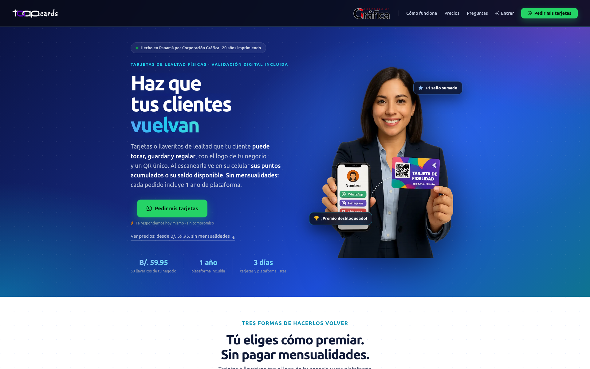 Screenshot of taap.cards