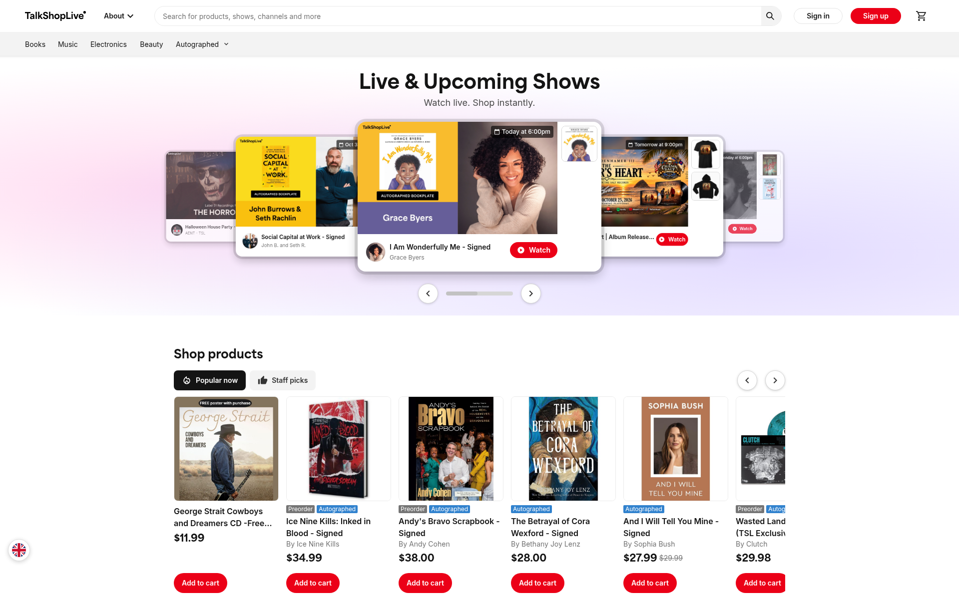 Screenshot of talkshop.live