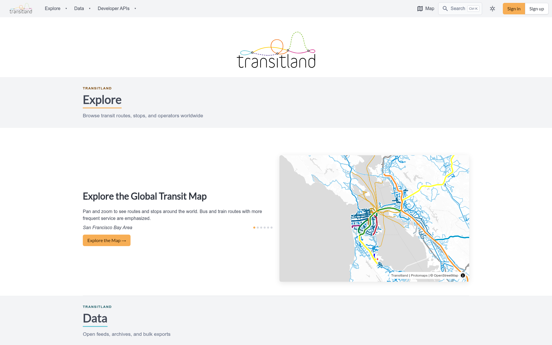Screenshot of transit.land