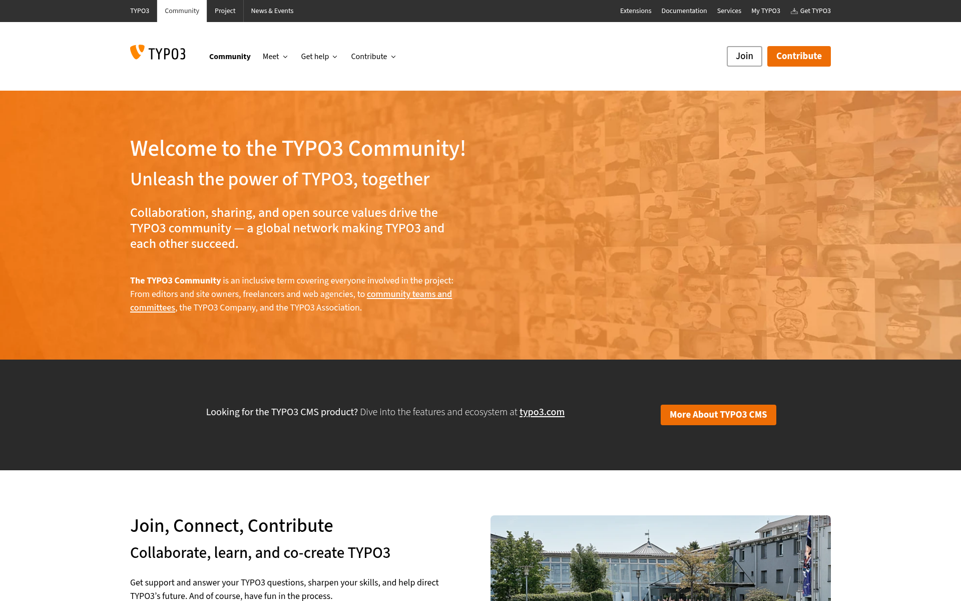Screenshot of typo3.community