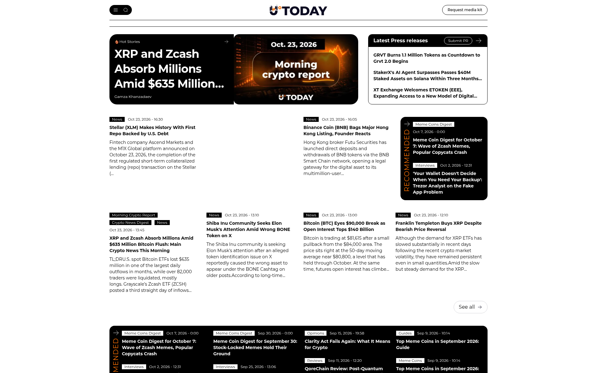 Screenshot of u.today