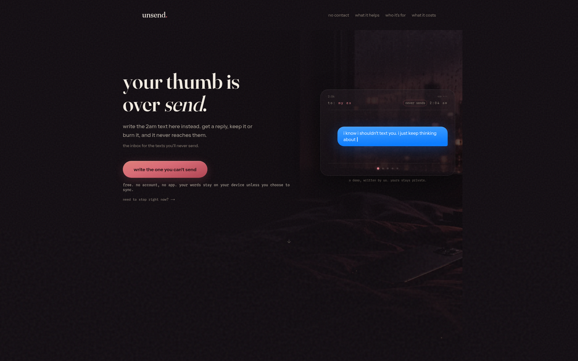 Screenshot of unsend.chat