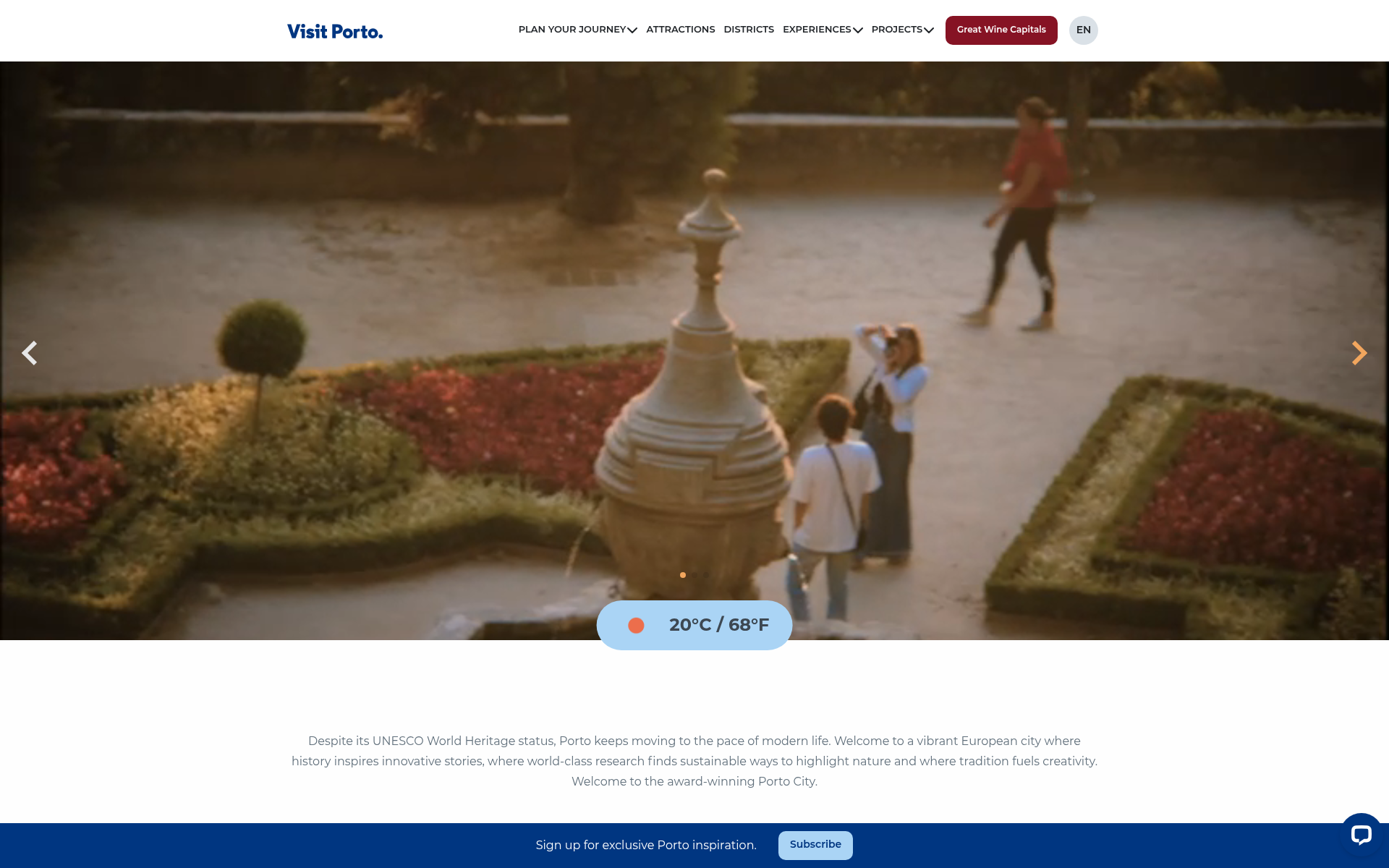 Screenshot of visitporto.travel