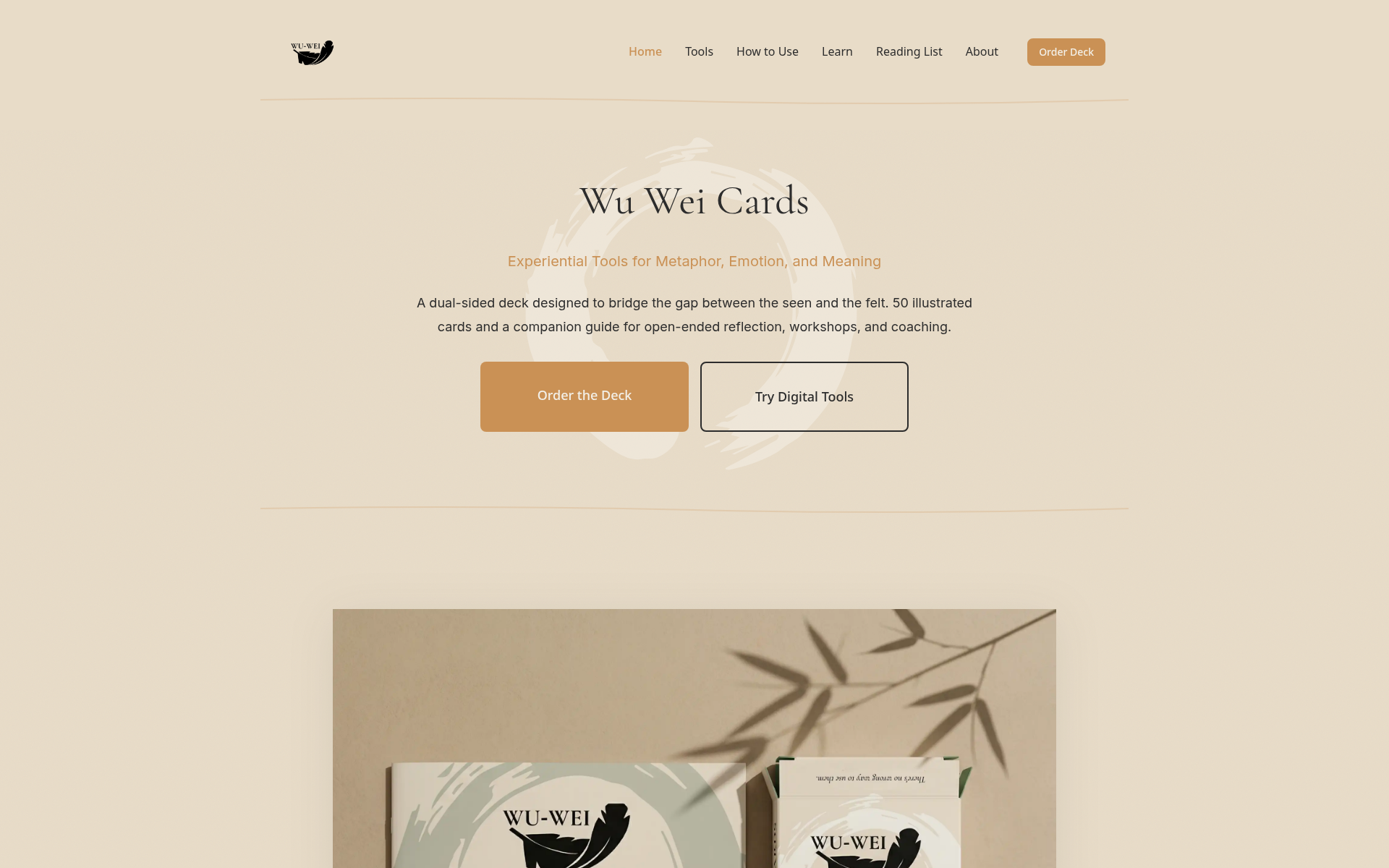 Screenshot of wuwei.cards